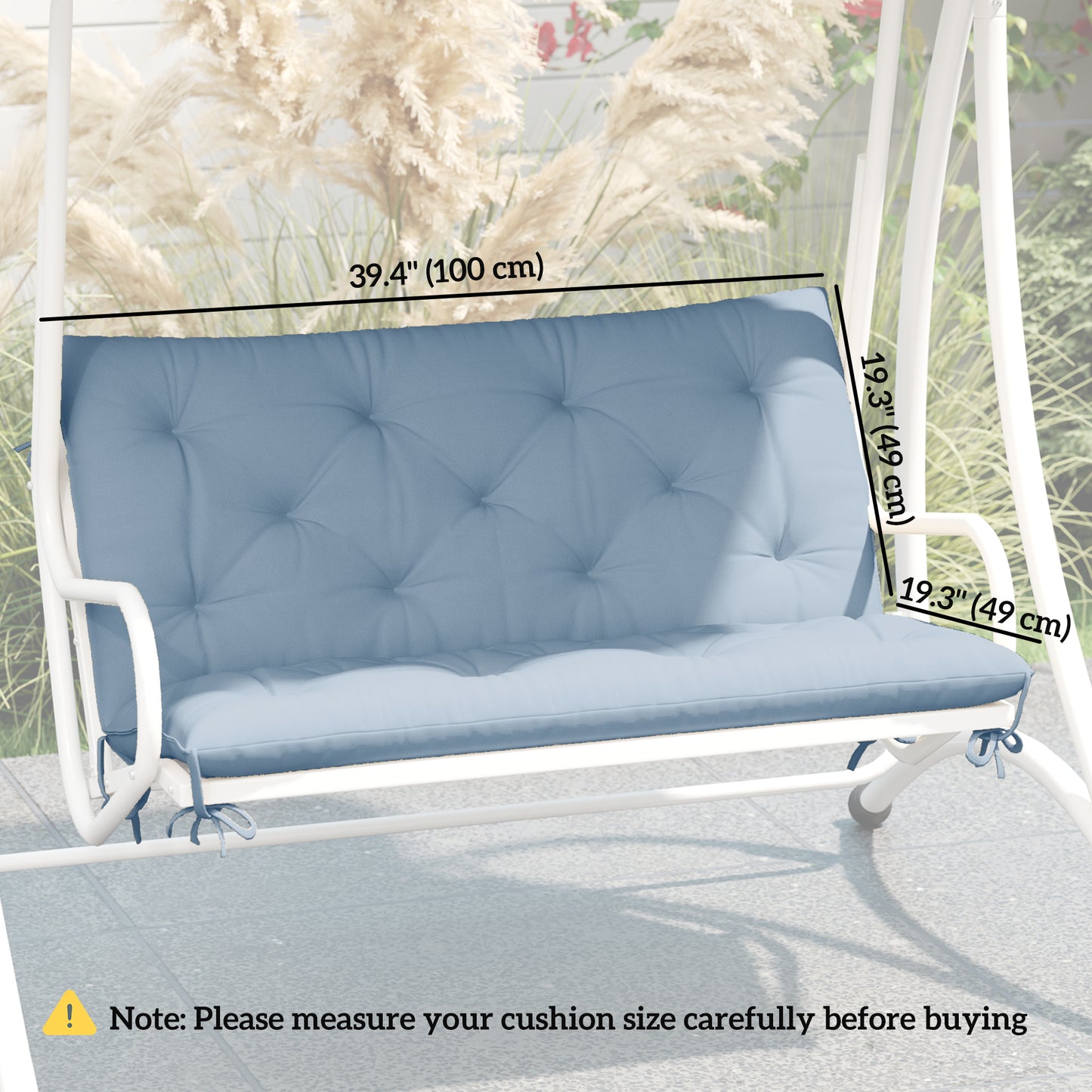 Outsunny Porch Swing Cushion Garden Bench Cushion with Backrest, Non-Slip 2-Seater Thick Pad, Swing Chair Mat Replacement for Indoor and Outdoor, 39.4" x 38.6", Wine Red