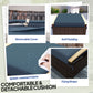 Outsunny 2 Pieces Wicker Outdoor Ottoman with Removable Cushion, Rattan Outdoor Footstool, Footrest and Side Table, Blue