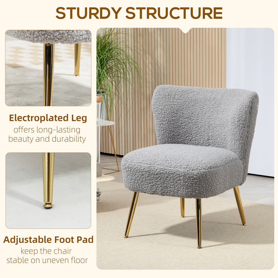 HOMCOM Lounge Chair for Bedroom Living Room Chair with Soft Upholstery and Gold Legs Pink