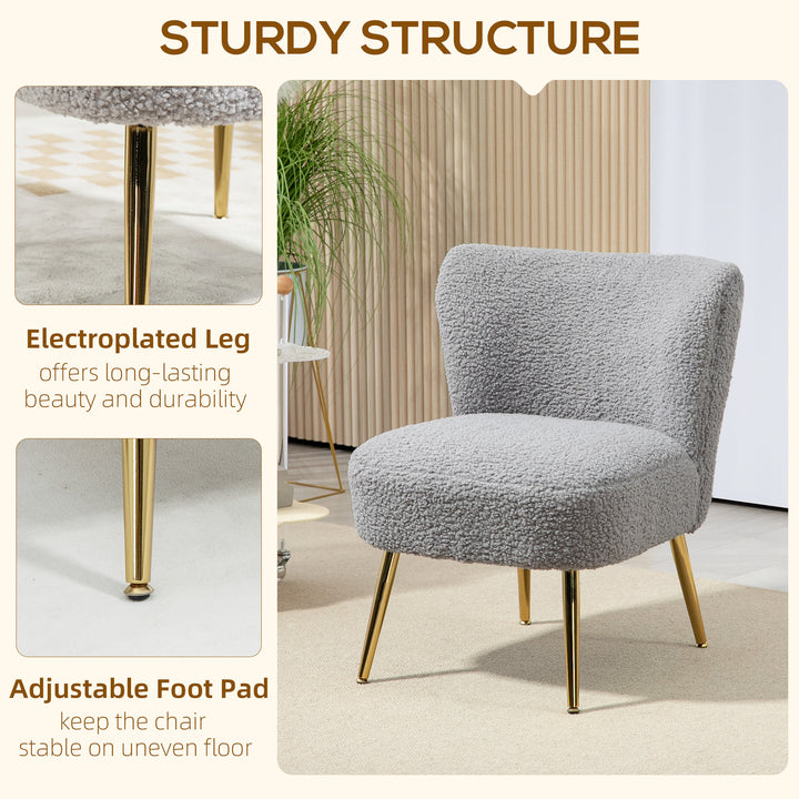 HOMCOM Lounge Chair for Bedroom Living Room Chair with Soft Upholstery and Gold Legs Pink