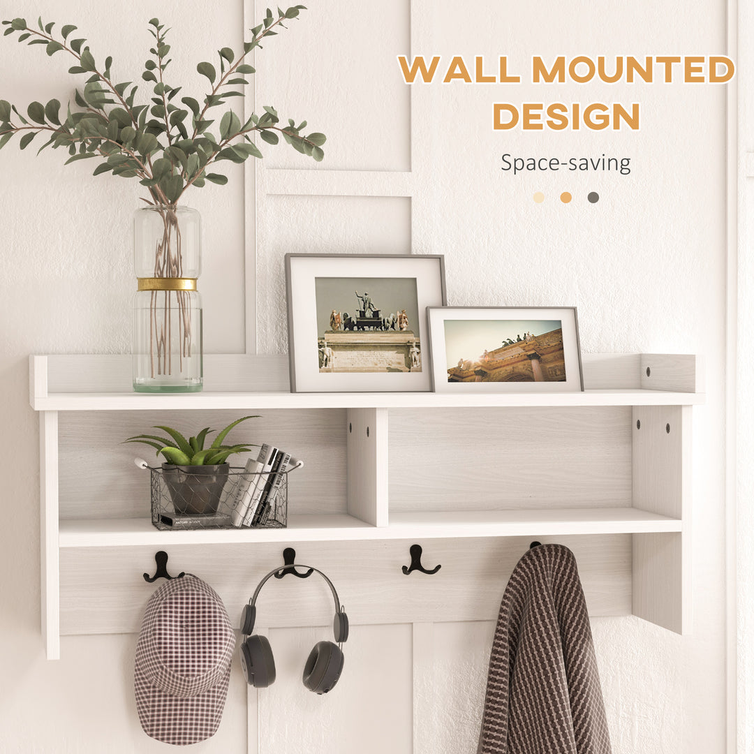 HOMCOM Coat Rack Shoe Bench Set, Entryway Shoe Bench with 8 Storage Cubbies, 4 Hooks for Hallway, Living Room, White