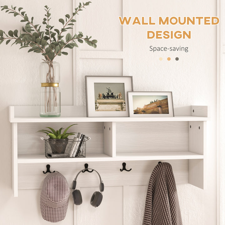 HOMCOM Coat Rack Shoe Bench Set, Entryway Shoe Bench with 8 Storage Cubbies, 4 Hooks for Hallway, Living Room, White