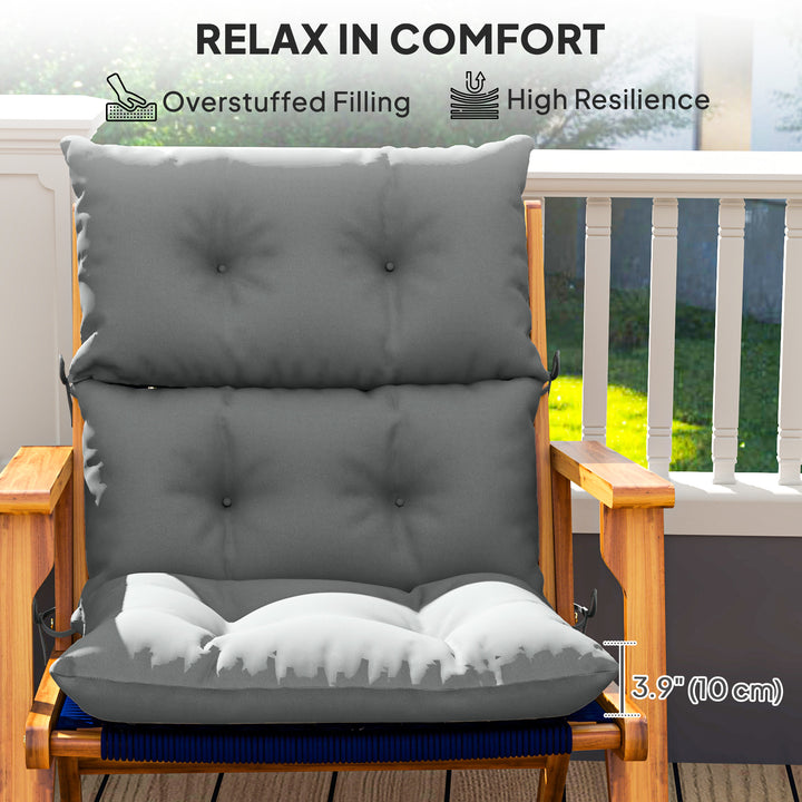 Outsunny Adirondack Chair Cushion, Tufted Rocking Chair Cushion with Ties, Non-Slip Replacement Seat Cushion for Outdoor Chair, Indoor Outdoor Cushion, Light Grey
