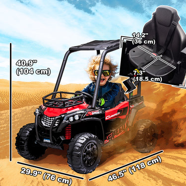 Aosom Kids Ride On Car 12V Battery-powered Electric Off-road UTV Toy 1.8-3.7 mph with High Roof Parental Remote Control Music Lights MP3 Suspension Wheels for 37-96 months