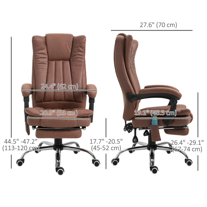 Vinsetto Office Chair 6-point Vibration Massage Chair Micro Fiber Recliner with Retractable Footrest Brown