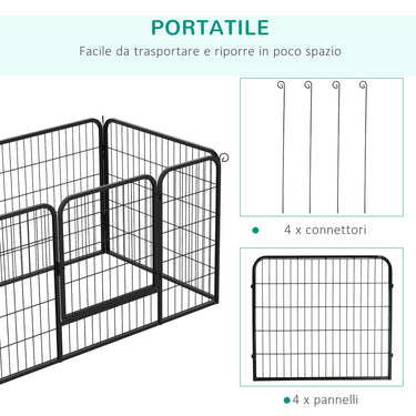 PawHut 32"W 4-Panel Metal Dog Pen Exercise Pet Playpen Dog Indoor/Outdoor Fence, Black
