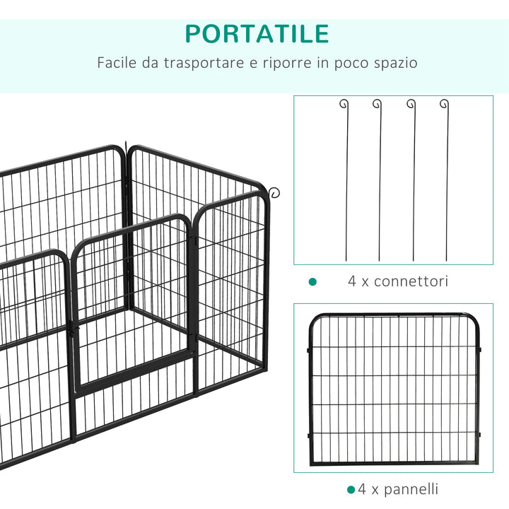 PawHut 32"W 4-Panel Metal Dog Pen Exercise Pet Playpen Dog Indoor/Outdoor Fence, Black