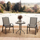 Outsunny 3 Pieces Bistro Set, Small Patio Furniture Set with Stackable Mesh Chairs, Glass Table for Garden, Balcony, Black