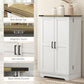 HOMCOM Farmhouse Kitchen Pantry Storage Cabinet, Kitchen Pantry Cabinet with Doors and Adjustable Shelves, White
