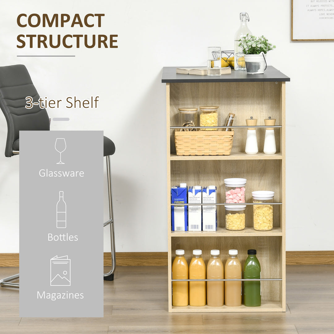 HOMCOM Bar Table Counter Height Dining Table with 3 Storage Shelves for Kitchen, Dining Room, Living Room, Natural