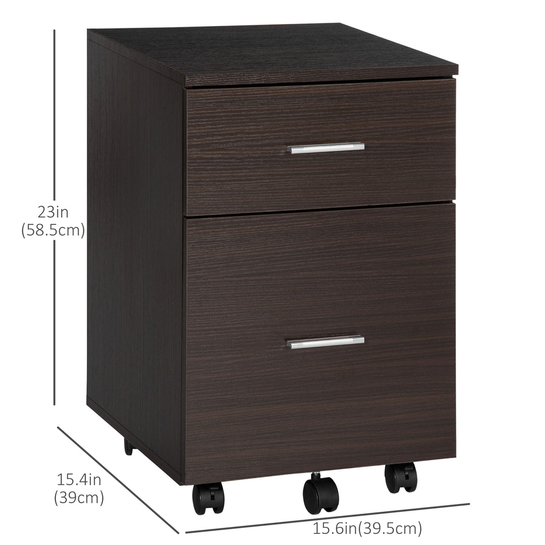 Vinsetto Mobile Filing Cabinet, Vertical File Cabinet with 2 Drawers, Wheels, for Letter or A4 File, Natural