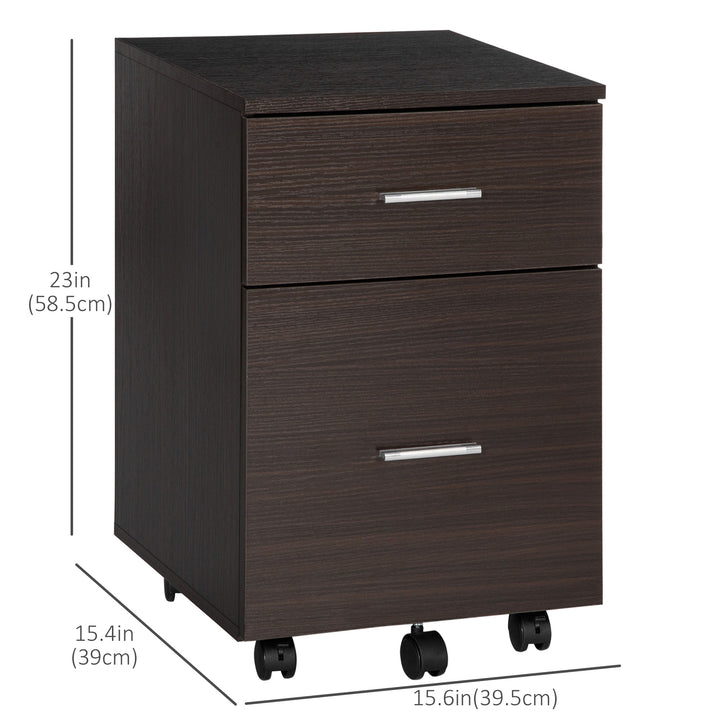 Vinsetto Mobile Filing Cabinet, Vertical File Cabinet with 2 Drawers, Wheels, for Letter or A4 File, Natural