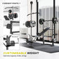 Adjustable Weight Bench with Press Rack, Preacher Curl & Lat Pull Down