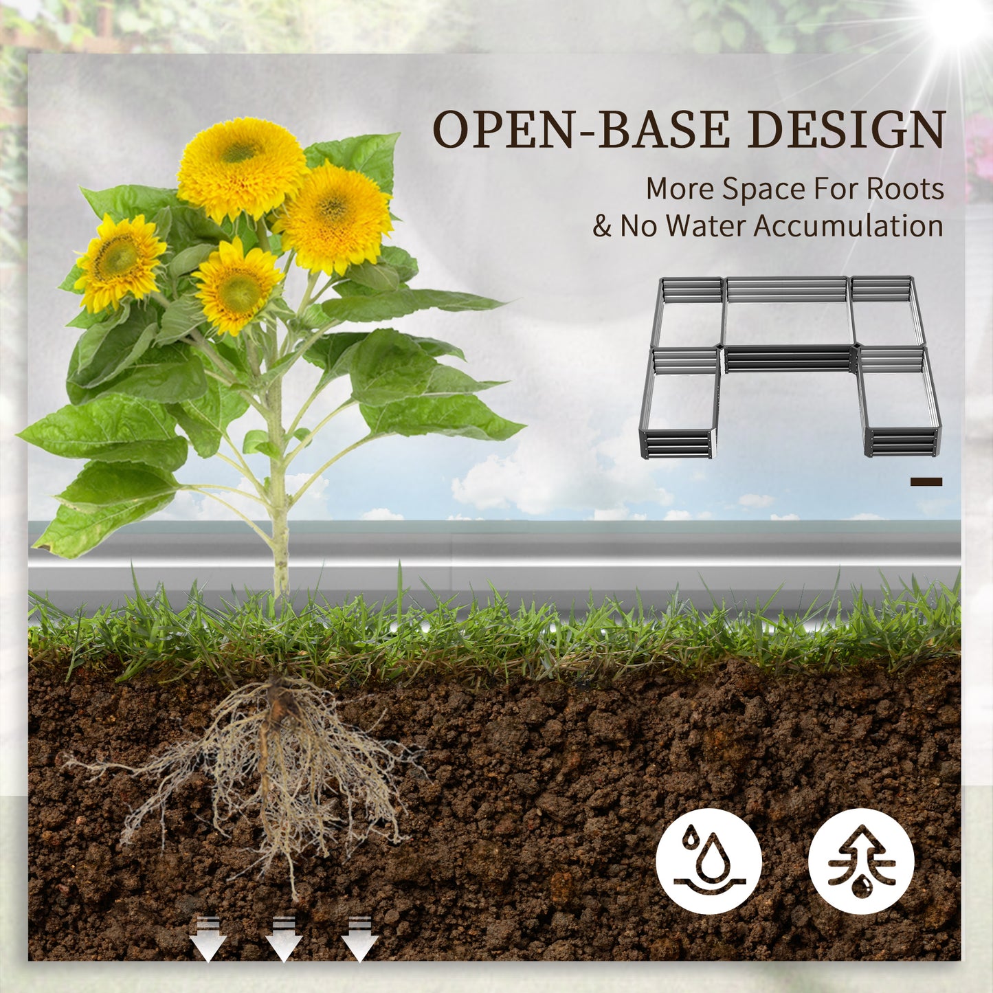 Outsunny Steel Raised Garden Bed, Set of 5 Large Box Planters for Outdoor Plants Vegetables Flowers Herbs, 8x8x1ft, Green
