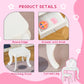 Qaba Kids Vanity Table and Stool, Makeup Vanity Girls Dressing Table Set with Tri-folding Mirrors Drawer Star and Heart Pattern, White