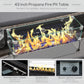 Outsunny Propane Fire Pit Table 43in Outdoor Fire Table, 50,000 BTU Pulse-Ignition Wicker Firepit Furniture with Glass Wind Guard, Blue Glass Rock, CSA Certification, Black