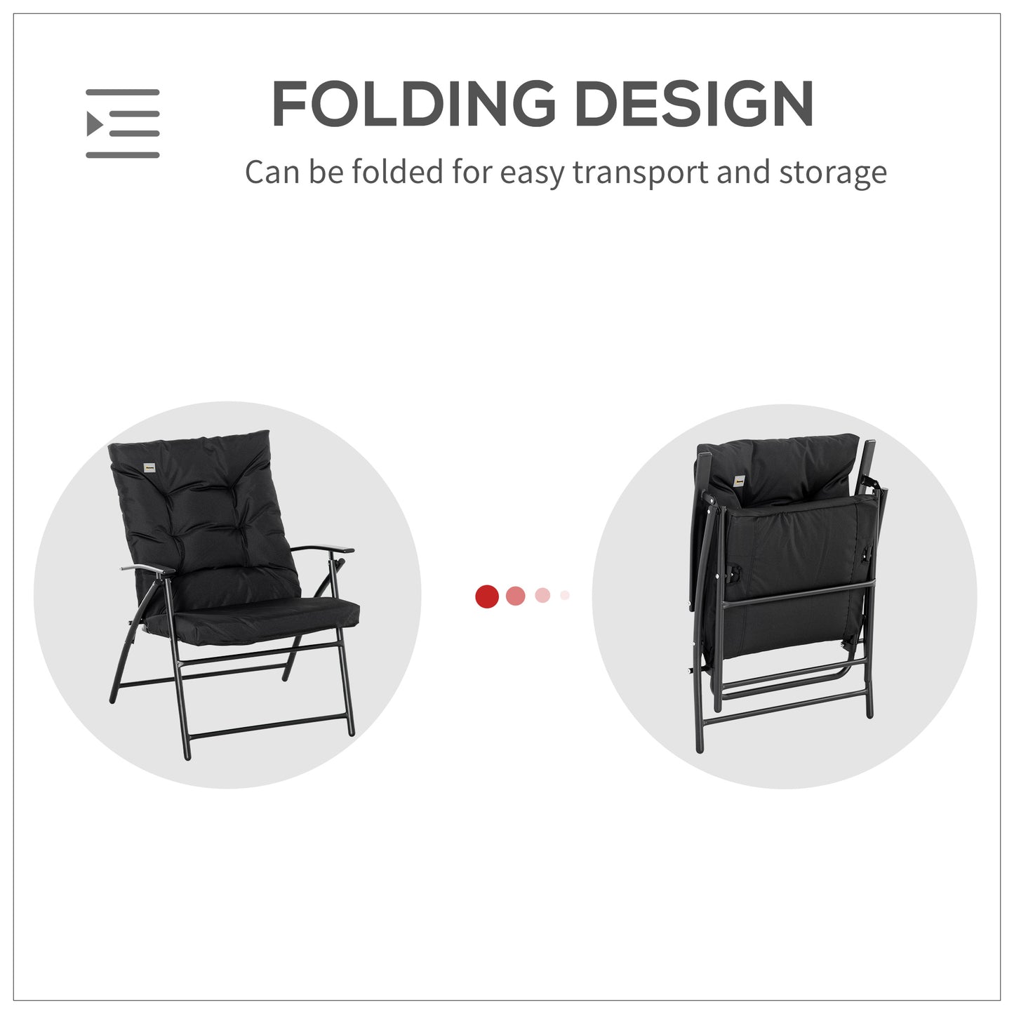 Outsunny Foldable Lounge Chair, Fabric Upholstered Recliner, Outdoor Lounger with Armrest, Metal Frame for Backyard, Blue