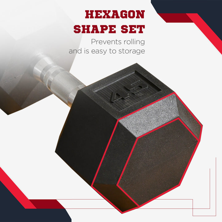 Soozier 45lbs Rubber Hex Dumbbells Weight Dumbbell Hand Weight Barbell for Body Fitness Training for Home Office Gym, Black