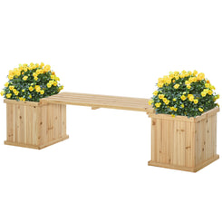 Outsunny Garden Planter with Raised Garden Bed Bench for Patio Park, 69.25" x 15" x 15.75", Natural