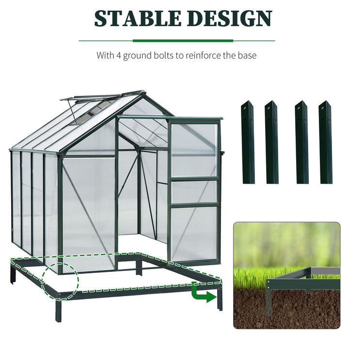 Outsunny 6' x 8' Greenhouse Clear & Twin Wall Panels Green Frame Press to Select