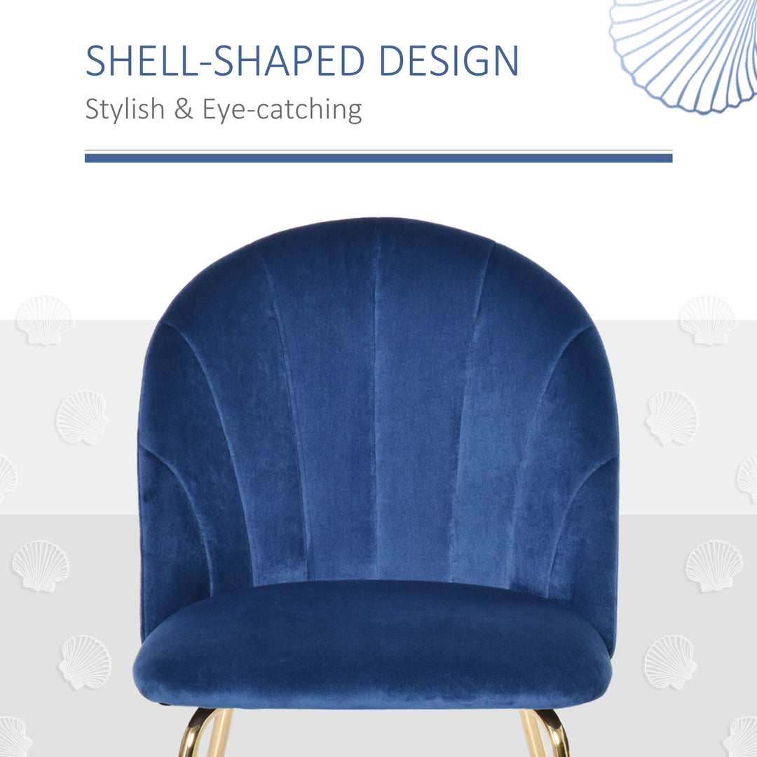 HOMCOM Modern Dining Chairs Set of 2, Upholstered Kitchen Chairs, Accent Chair with Gold Metal Legs for Kitchen, Dining Room, Green