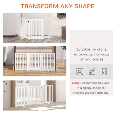 PawHut Free Standing Wood Pet Gate Indoor Dog Barrier 3 Panel Folding Z Shape Doorway