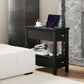 HOMCOM Narrow Side Table with Charging Station, USB Ports, Modern End Table with Storage Shelf, Drawers for Living Room, White