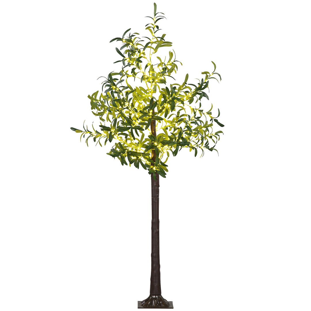 HOMCOM 6ft LED Olive Tree with 300 Warm White Lights, Light up Olive Tree for Indoor, Home, Party, Wedding, Christmas, Green