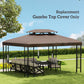 Outsunny 13' x 10' Gazebo Replacement Canopy, 2 Tier Top Roof Garden Pavilion UV Cover, Brown (TOP ONLY)