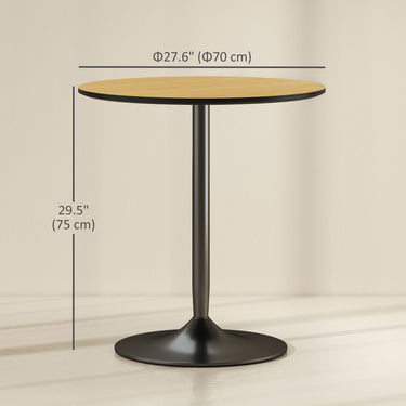 HOMCOM 27.6" Round Kitchen Table for 2, Modern Small Dining Table with Wood Veneer, Steel Base for Dining Room, Natural