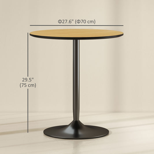 HOMCOM 27.6" Round Kitchen Table for 2, Modern Small Dining Table with Wood Veneer, Steel Base for Dining Room, Natural