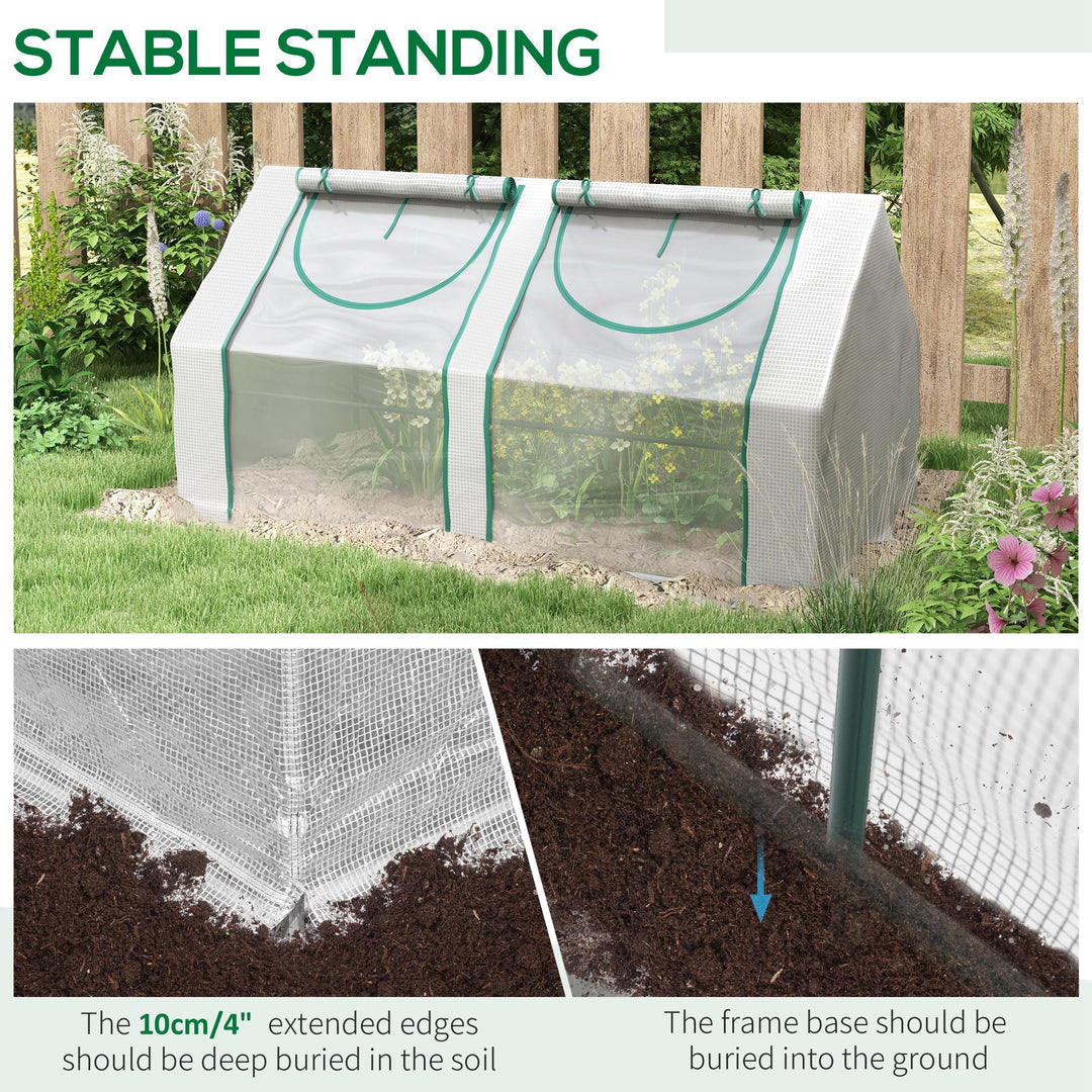 Outsunny 6' x 3' x 3' Portable Mini Greenhouse, Garden Green House Kit with 2 PE/Plastic Covers, Steel Frame and 2 Roll Up Zipper Windows, Dark Green