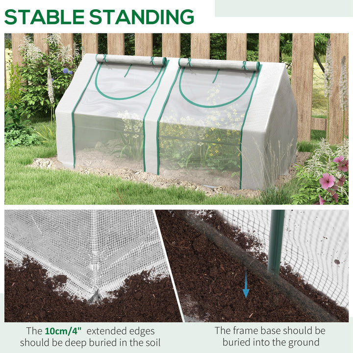 Outsunny 6' x 3' x 3' Portable Mini Greenhouse, Garden Green House Kit with 2 PE/Plastic Covers, Steel Frame and 2 Roll Up Zipper Windows, Dark Green