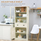 HOMCOM 72" Kitchen Pantry Cabinet, Freestanding Buffet Storage Cabinet with Glass Doors, Drawer and Adjustable Shelves, Cream White