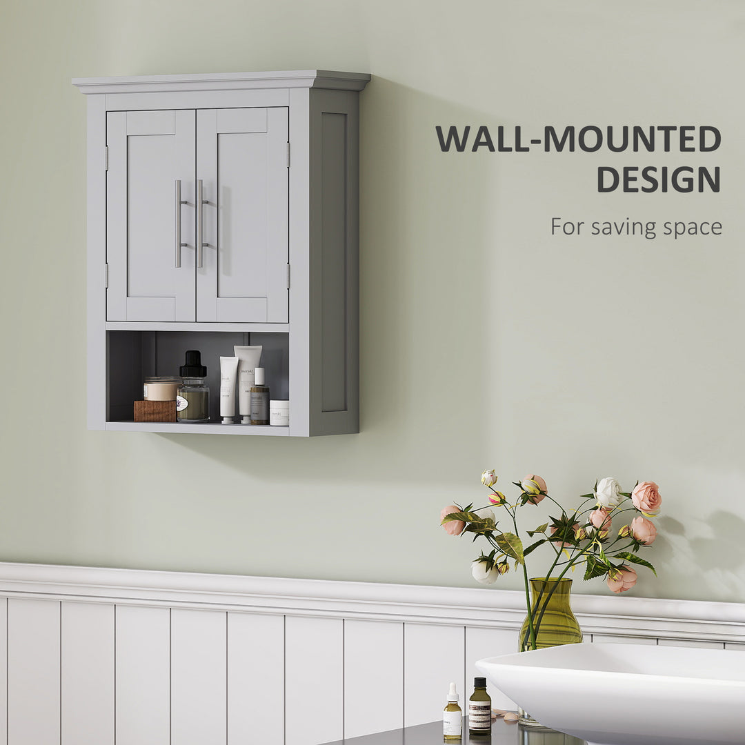 kleankin Bathroom Wall Cabinet, Medicine Cabinet, Toilet Storage Cabinet with Shelf for Living Room and Entryway, White