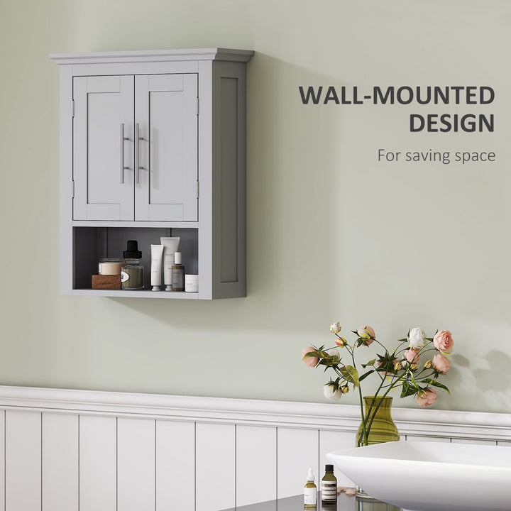 kleankin Bathroom Wall Cabinet, Medicine Cabinet, Toilet Storage Cabinet with Shelf for Living Room and Entryway, White