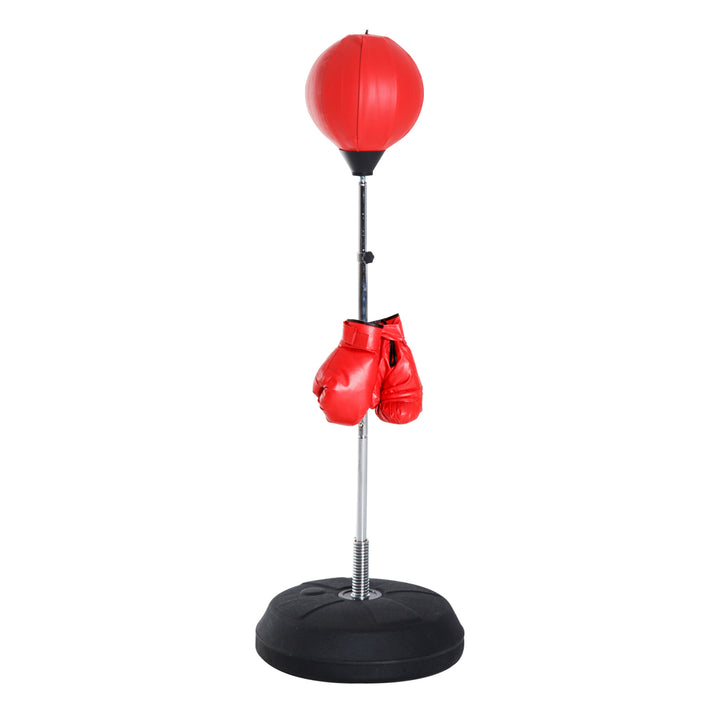 Soozier Boxing Bag with Stand, Freestanding Punching Bag with 49.6"-56.7" Adjustable Height, Fillable Base, Air Pump and Gloves