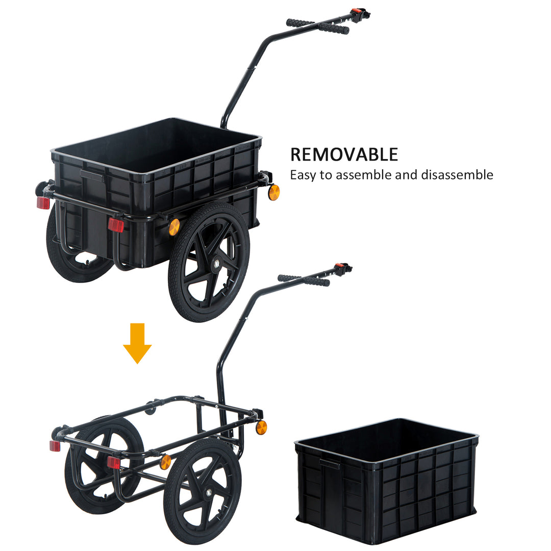 Aosom Bicycle Cargo Trailer 16 inch Air Wheel Wagon Trailer with Suitcase Large Capacity Enclosed Stroller Wagon - Black