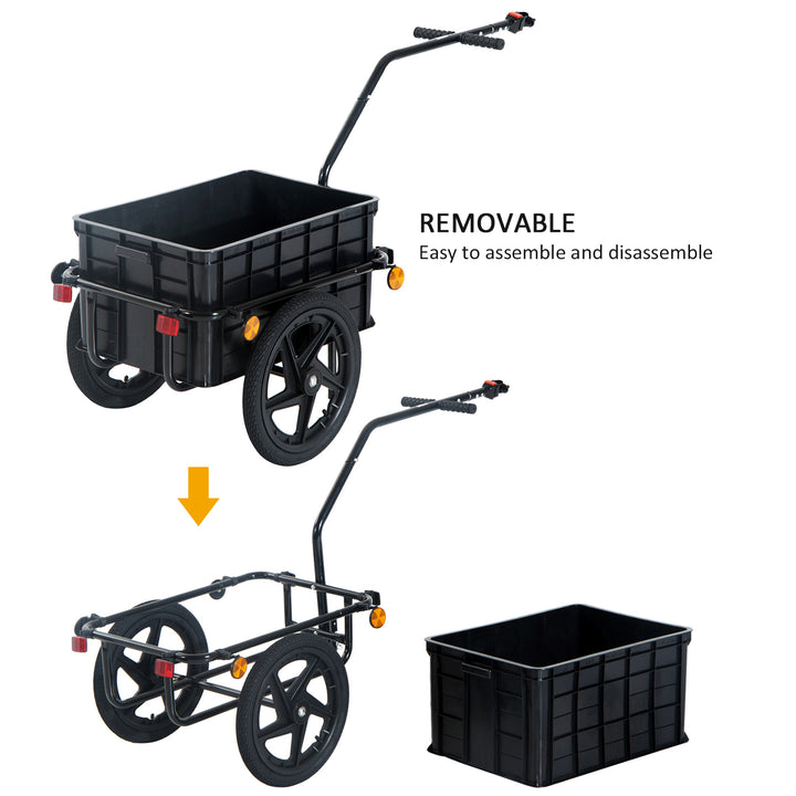 Aosom Bicycle Cargo Trailer 16 inch Air Wheel Wagon Trailer with Suitcase Large Capacity Enclosed Stroller Wagon - Black