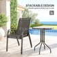 Outsunny 3 Pieces Bistro Set, Small Patio Furniture Set with Stackable Mesh Chairs, Glass Table for Garden, Balcony, Black