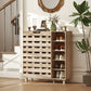 HOMCOM Shoe Cabinet, 21 Pair Shoe Storage Cabinet Organizer with 5-tier Double Door Cabinet and 5-tier Open Shelves, Beige