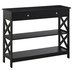 HOMCOM 39" Console Table, Narrow Entryway Table with Storage Shelves, Drawers and X Frame for Behind Couch, Living Room, Hallway, Black
