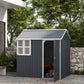 Outsunny 8.5' x 5.5' Metal Garden Storage Shed, Outdoor Tool Storage House with Lockable Door, Vents, Sloped Roof, Light Grey