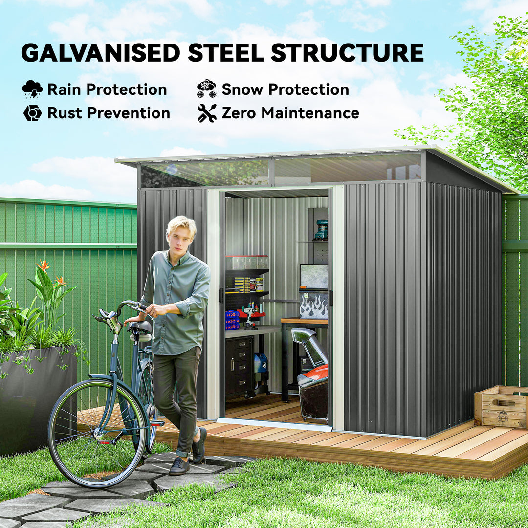 Outsunny 6' x 8.5' Outdoor Metal Garden Shed Utility Tool Storage Steel Backyard House, Dark Green