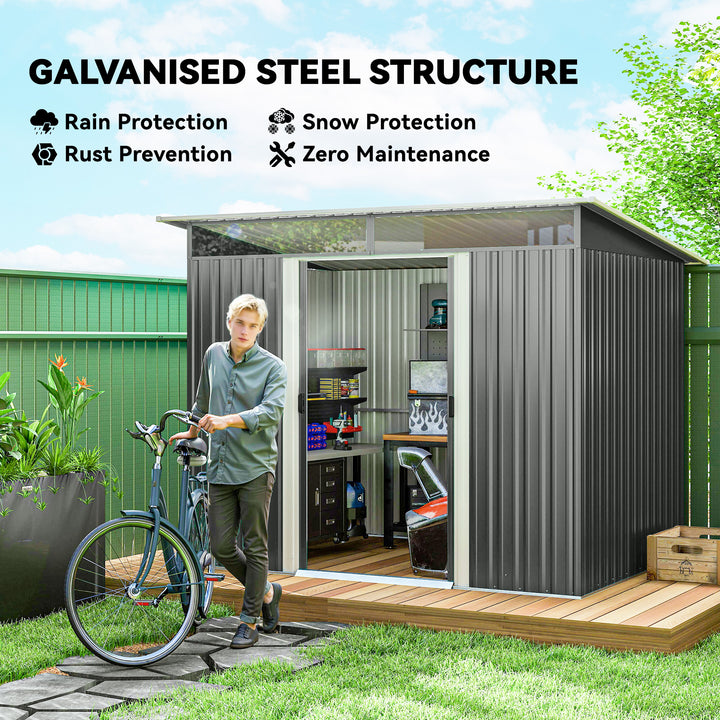 Outsunny 6' x 8.5' Outdoor Metal Garden Shed Utility Tool Storage Steel Backyard House, Dark Green