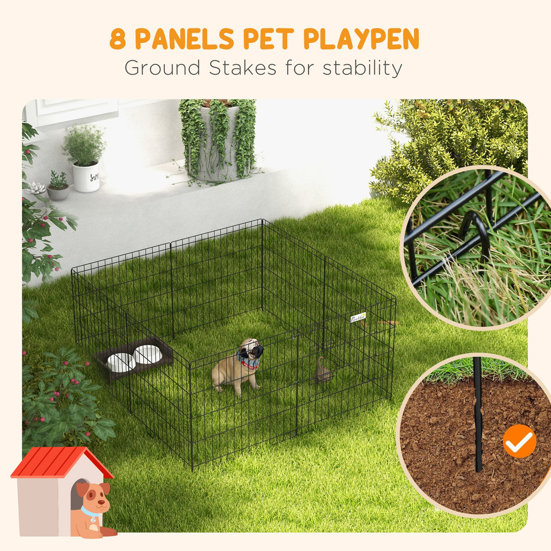 PawHut 24inch Foldable Metal Exercise Pet Playpen Yard Dog Puppy Kennel Cage 8 Panel