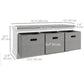 HOMCOM Shoe Storage Bench with Seat, Entryway Bench Seat with Cushion, 3 Fabric Drawers for Hallway, Grey