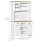 HOMCOM 71" Kitchen Buffet with Hutch, Farmhouse Style Storage Cupboard with Utility Drawer, 3 Door Cabinets and 5-tier Shelves, White