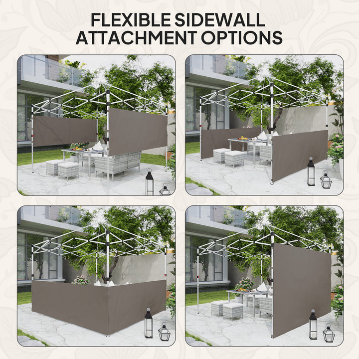 Outsunny Canopy Sidewalls for 10' x 10' or 10' x 20' Pop up Canopy, 2 PCS Canopy Half Walls Only, Grey