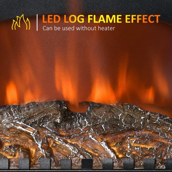 HOMCOM Electric Fireplace Stove Heater with LED Fire Flame Effect, Double Door, Freestanding & Portable with Overheat Protection, 750W/1500W, Black